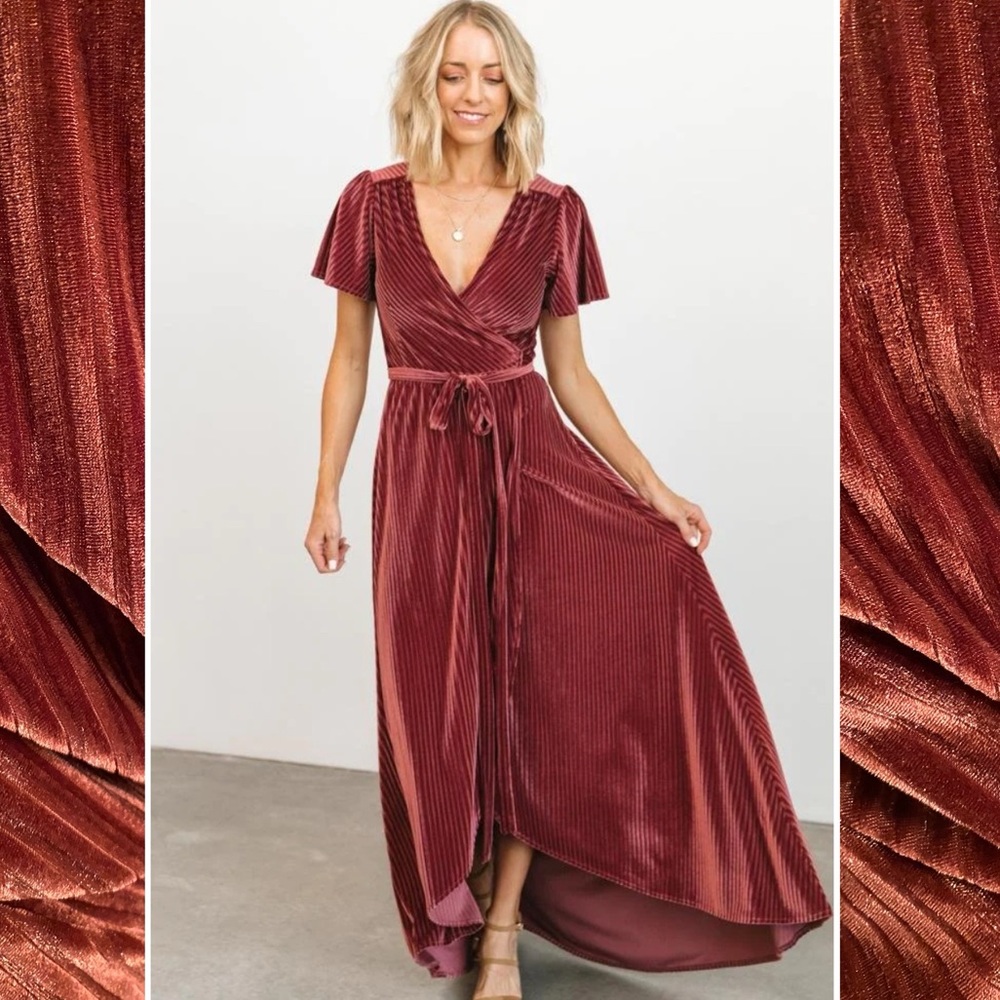 Baltic Born Andi Wrap Dress in Dark Rose